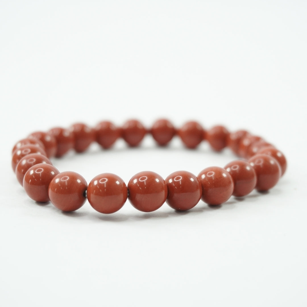 Red Jasper Bracelet - Round Beads 8mm