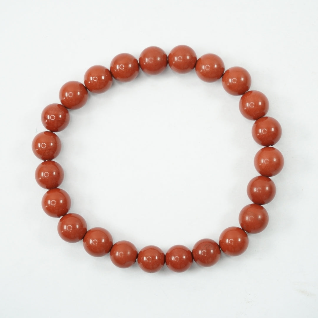 Red Jasper Bracelet - Round Beads 8mm