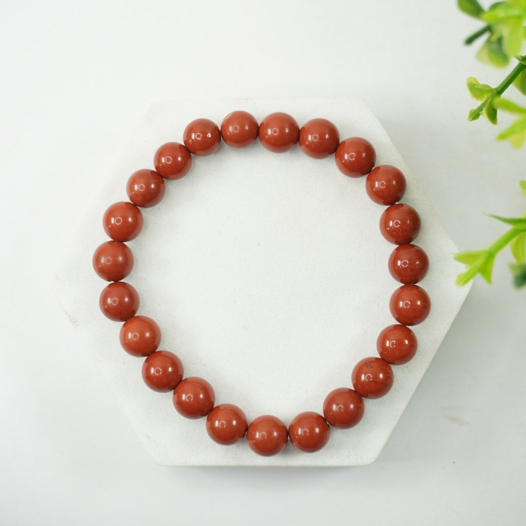 Red Jasper Bracelet - Round Beads 8mm