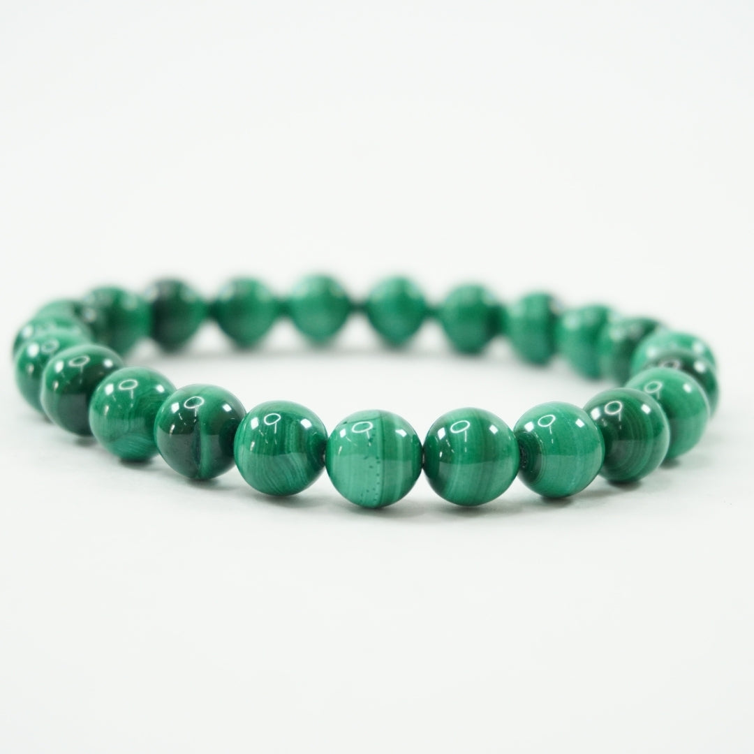 Malachite Bracelet: Transformation - Round Beads 8mm