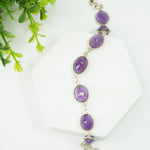 Load image into Gallery viewer, Amethyst Silver Bracelet - Medium Oval
