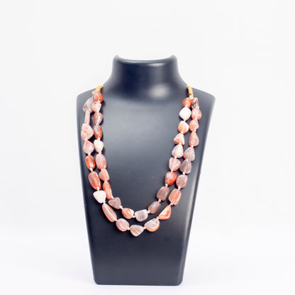 Agate Brown and Grey 2 Layer Necklace