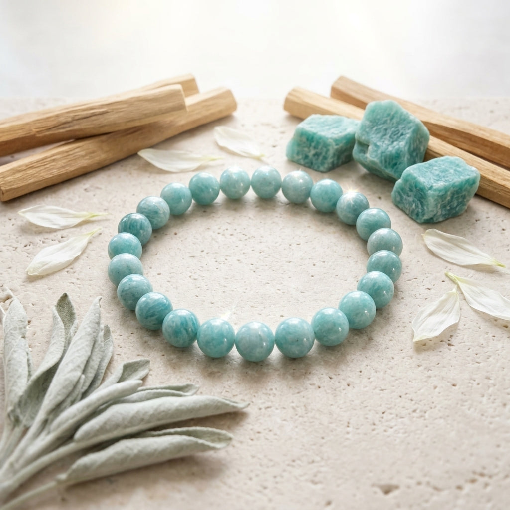 Amazonite Bracelet: Round Beads 8mm