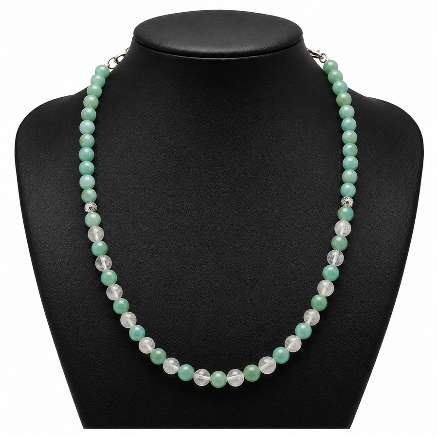 Amazonite & Clear Quartz Daily Wear Necklace
