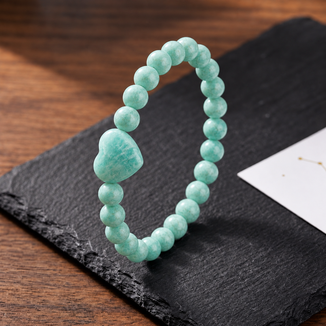Amazonite Bracelet: with a Heart Stone