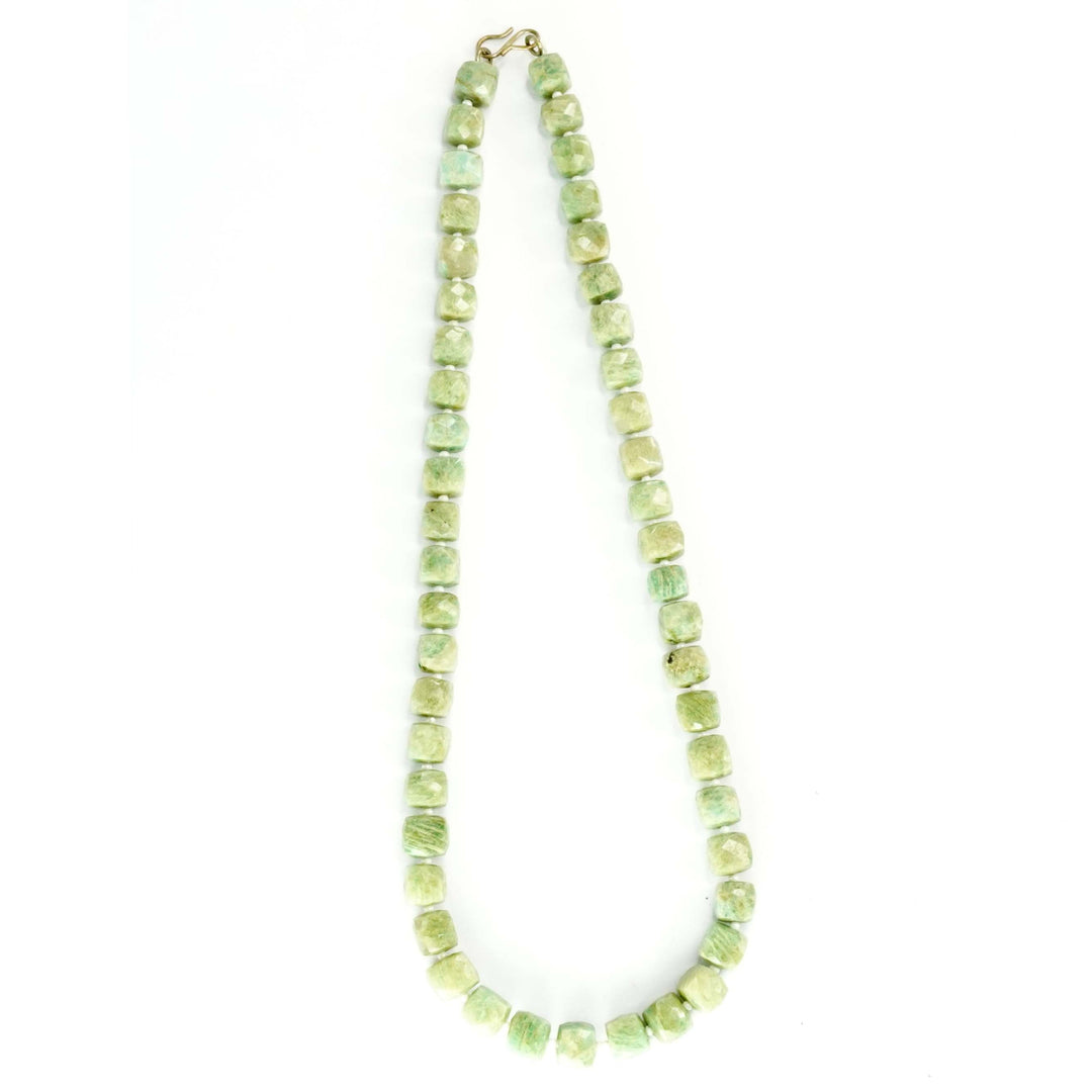 Light Amazonite Necklace: Dispels Worries and Fear - Square Beads 1 Layer