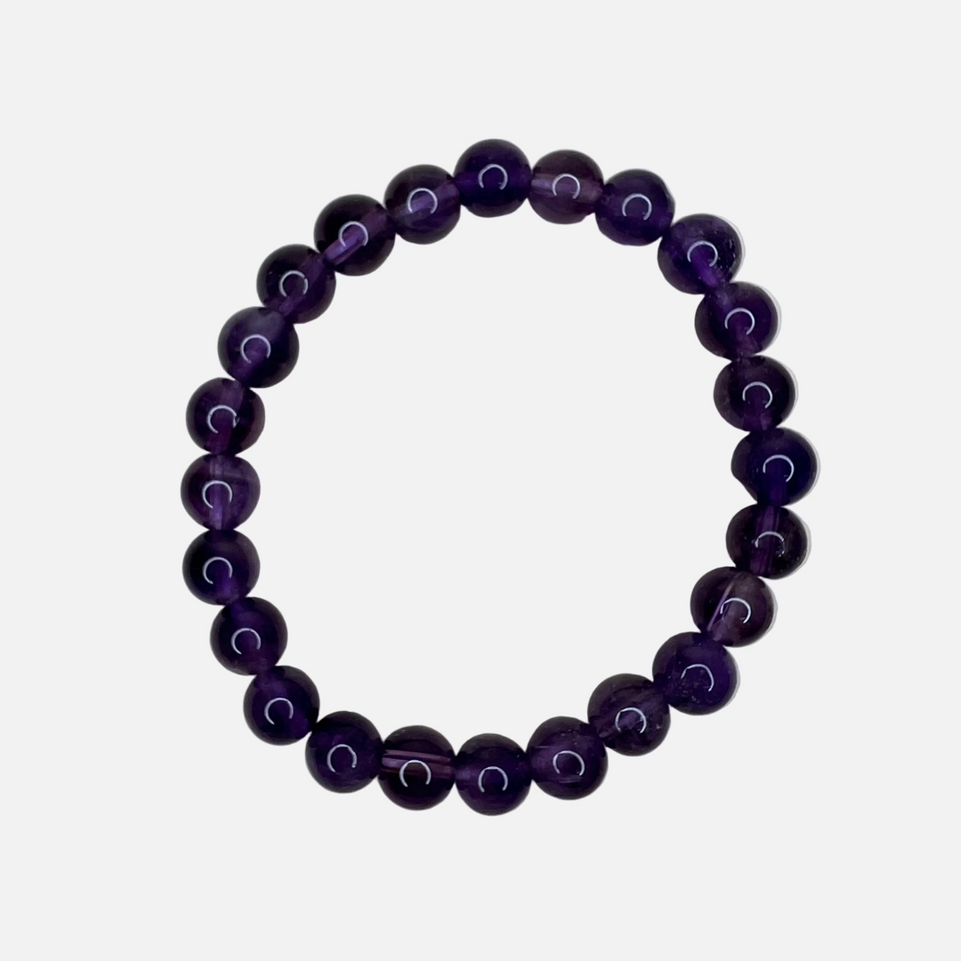 Amethyst Bracelet: Round Beads 6mm