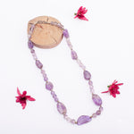 Load image into Gallery viewer, Amethyst Necklace: Peace and Calm - Leaf Shaped with Metal Beads
