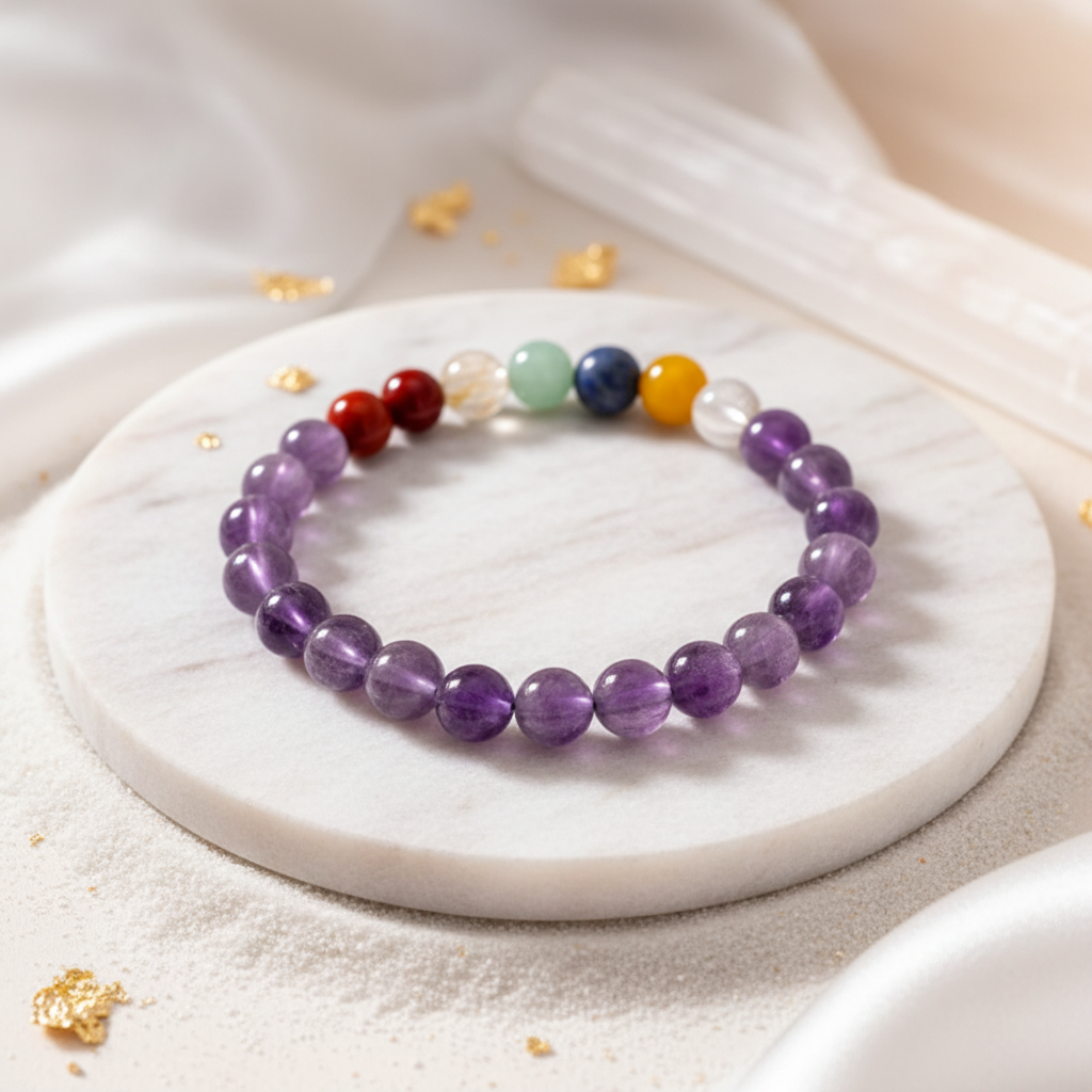 Amethyst 7 Chakras Bracelet