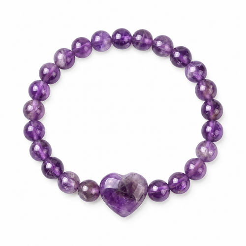 Amethyst Bracelet: Heart Stone