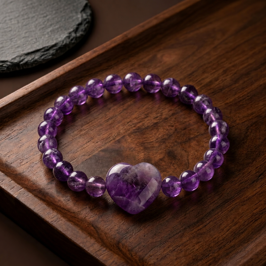 Amethyst Bracelet: Heart Stone