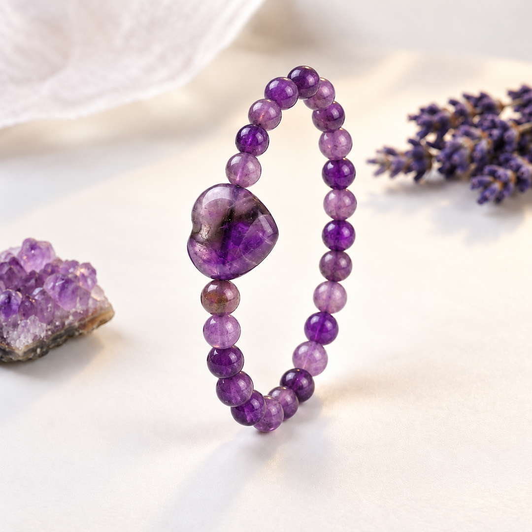 Amethyst Bracelet: Heart Stone