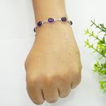 Load image into Gallery viewer, Amethyst Silver Bracelet - Small Oval
