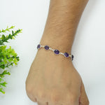 Load image into Gallery viewer, Amethyst Silver Bracelet - Small Oval
