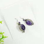 Load image into Gallery viewer, Amethyst Silver Earring - Big Oval and Round
