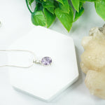 Amethyst Silver Pendant - Medium Oval