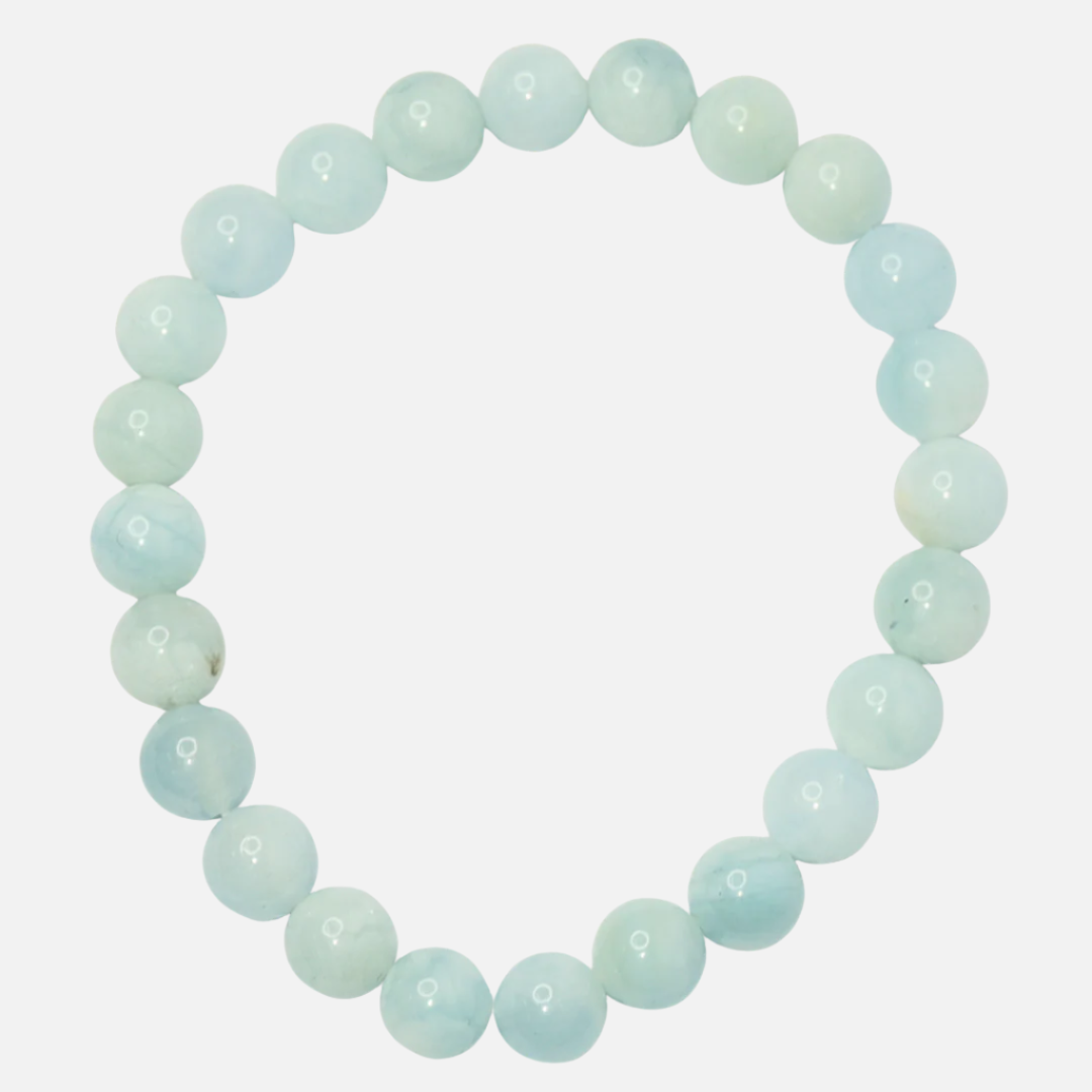 Aquamarine Bracelet: For Courage - Round Beads 8mm