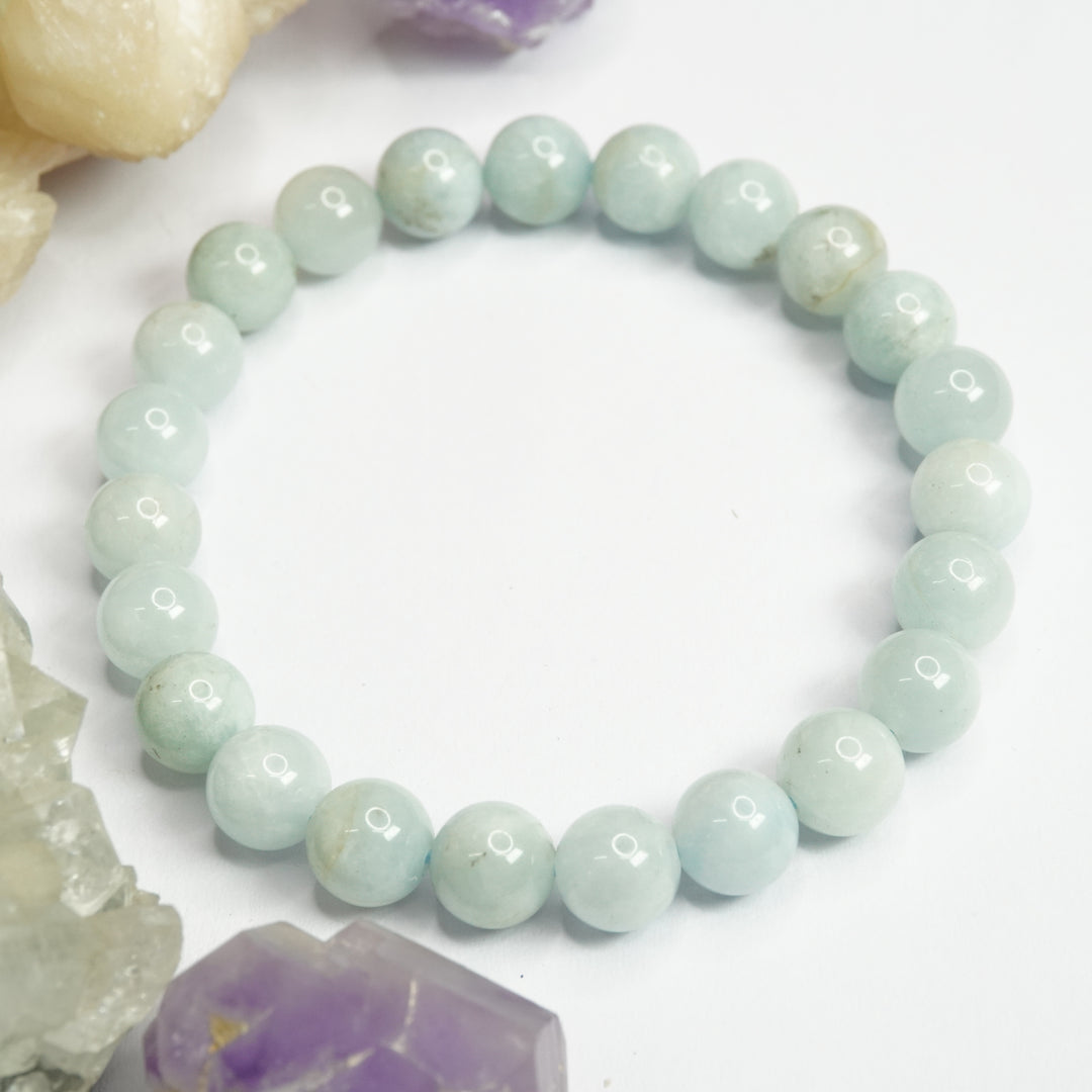 Aquamarine Bracelet: Courage - Round Beads