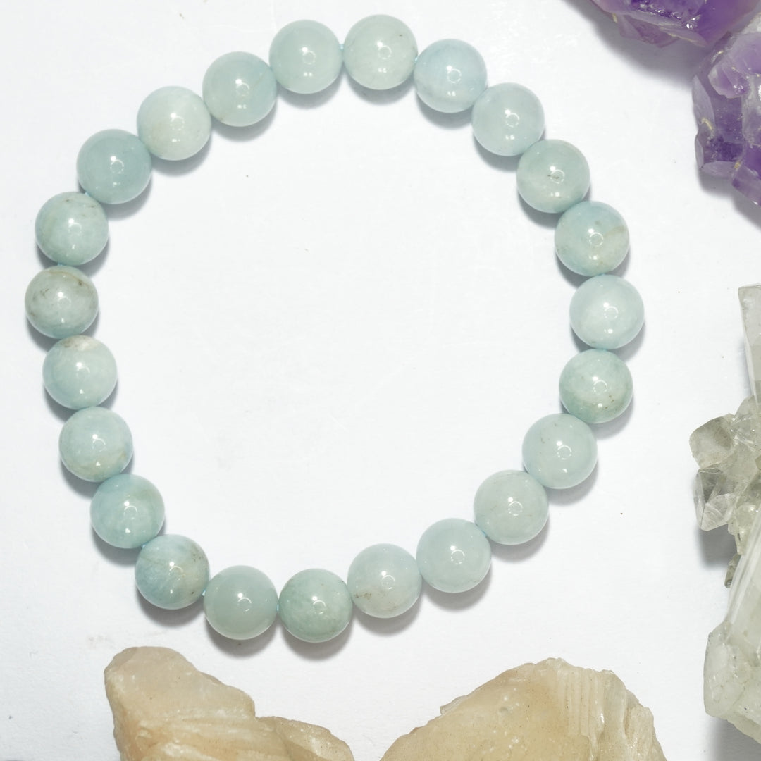 Aquamarine Bracelet: Courage - Round Beads