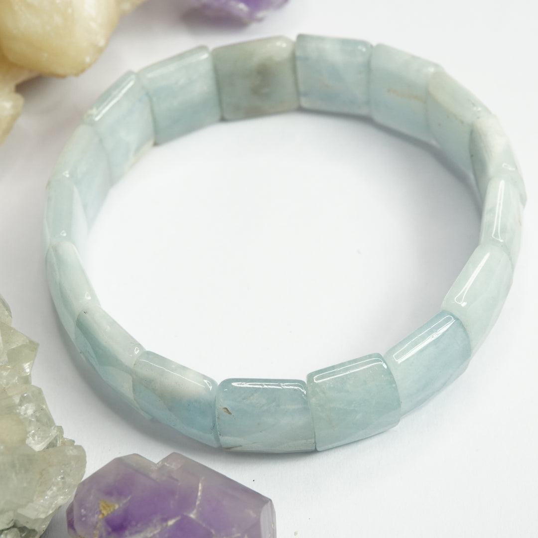 Aquamarine Bracelet: Courage - Square Beads