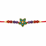 Load image into Gallery viewer, Auralite &amp; Red Carnelian Peacock Charm Rakhi