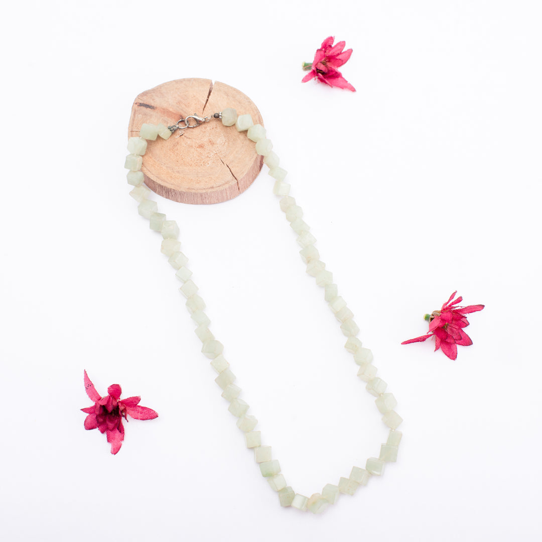 Green Aventurine Necklace: Good Health - Square Beads