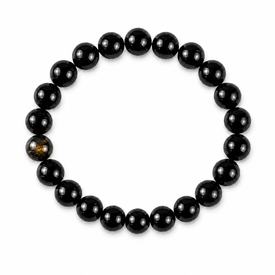 Black Tourmaline Bracelet: Round Beads 8mm