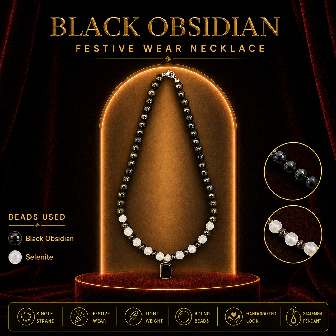 Black Obsidian Festive Wear Necklace