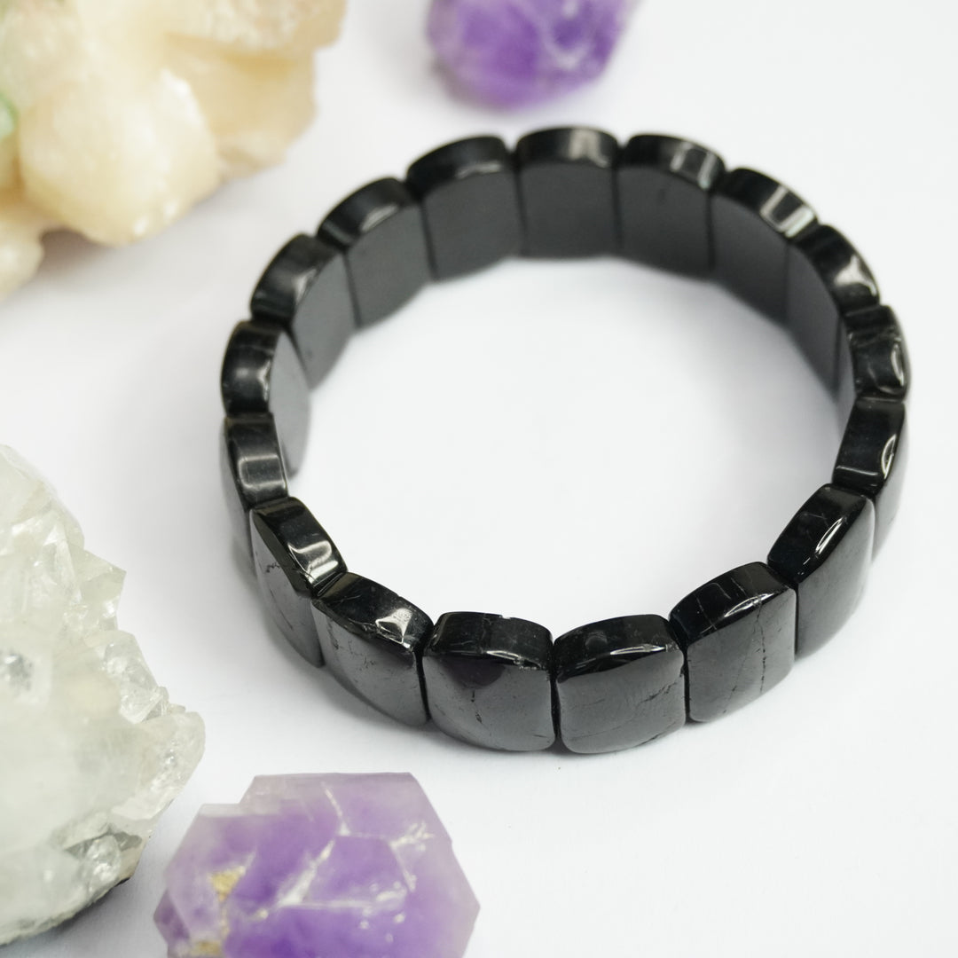 Black Tourmaline Bracelet: Protection - Oval Beads