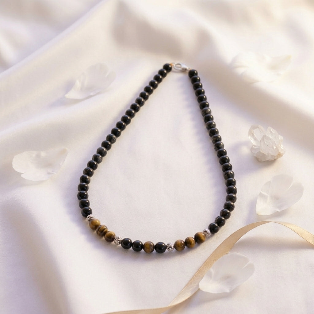 Black Tourmaline & Tiger Eye Daily Wear Necklace