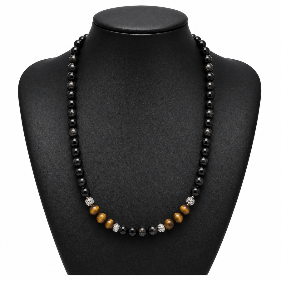Black Tourmaline & Tiger Eye Daily Wear Necklace