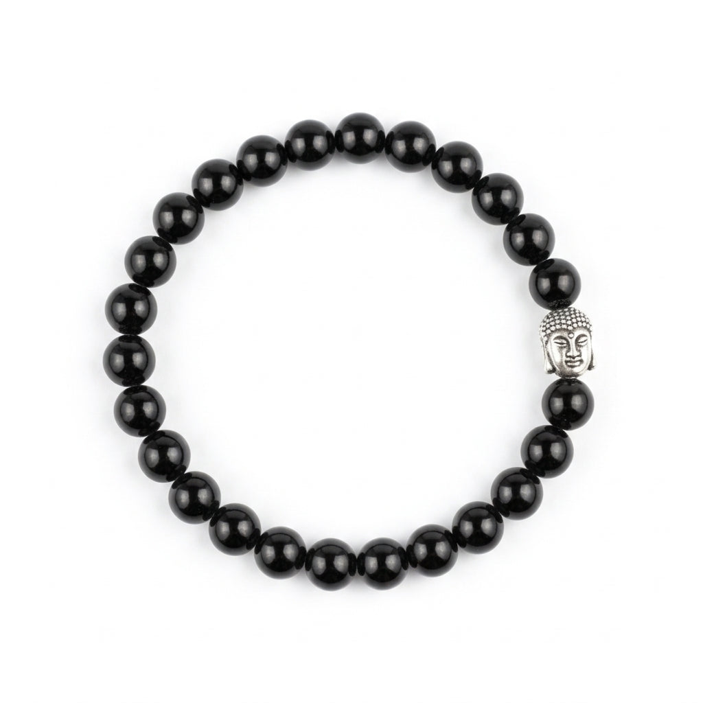 Black tourmaline buddha Face Bracelet