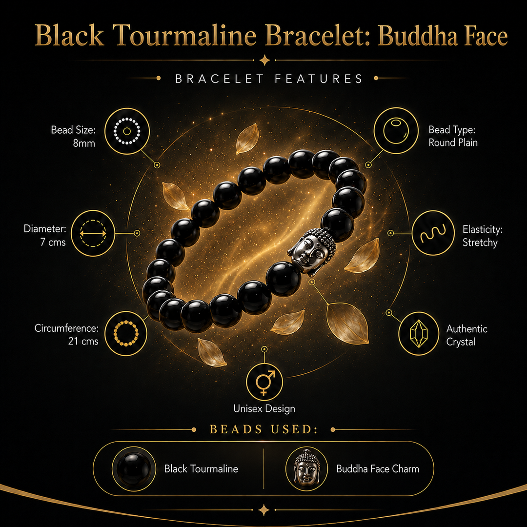 Black tourmaline buddha charm bracelet