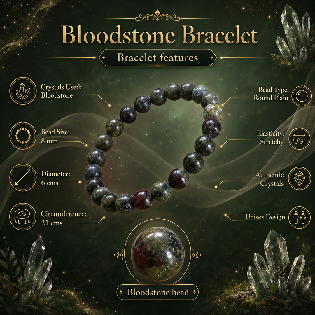 Blood Stone Bracelet: Round Beads  8mm