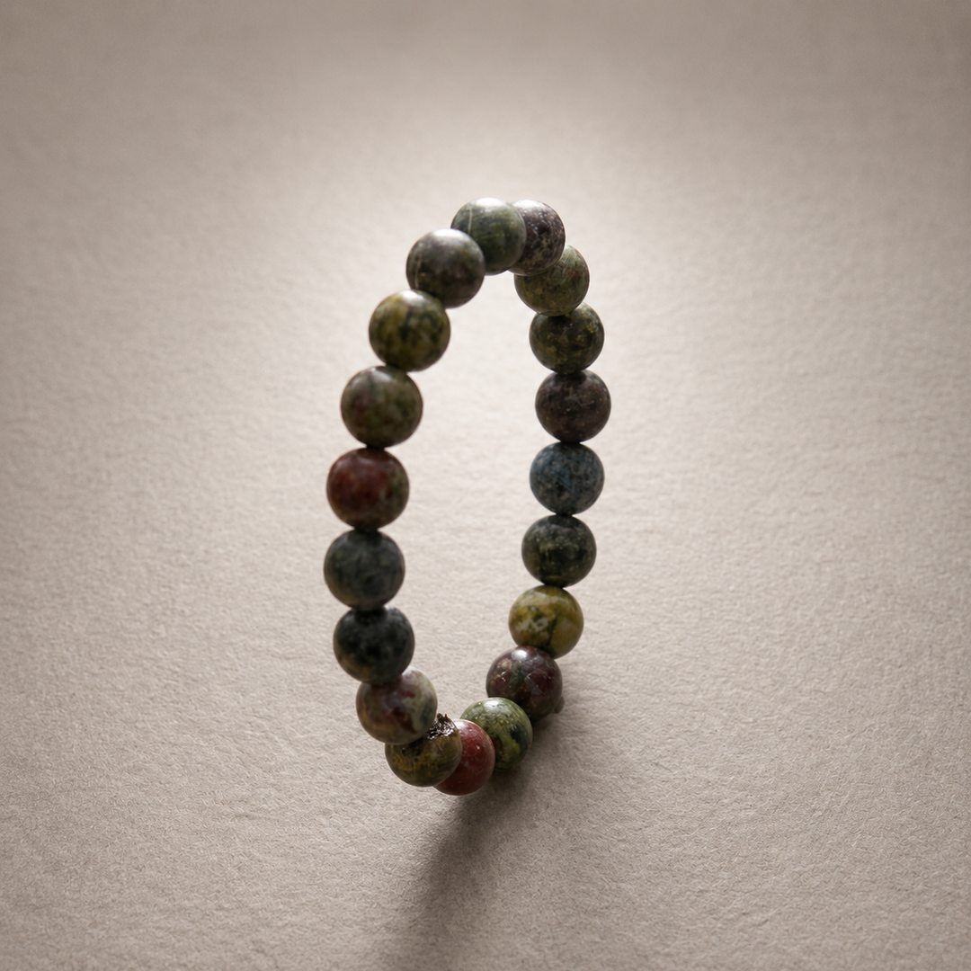 Blood Stone Bracelet: Round Beads  8mm
