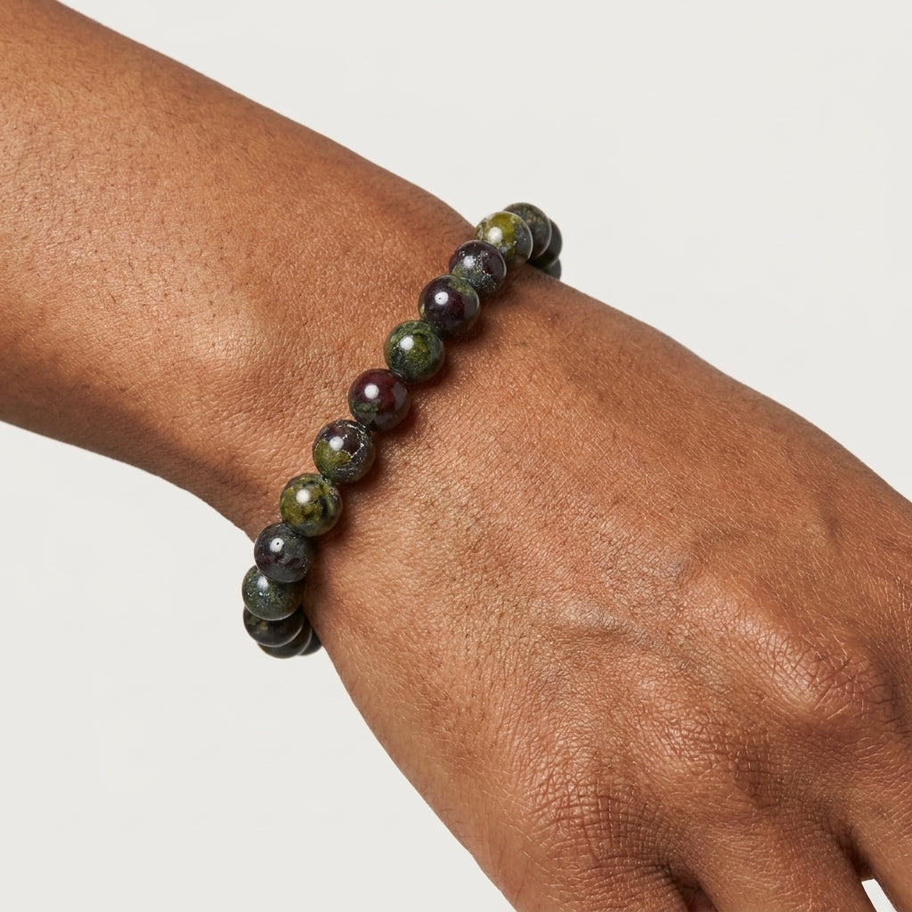 Blood Stone Bracelet: Round Beads  8mm