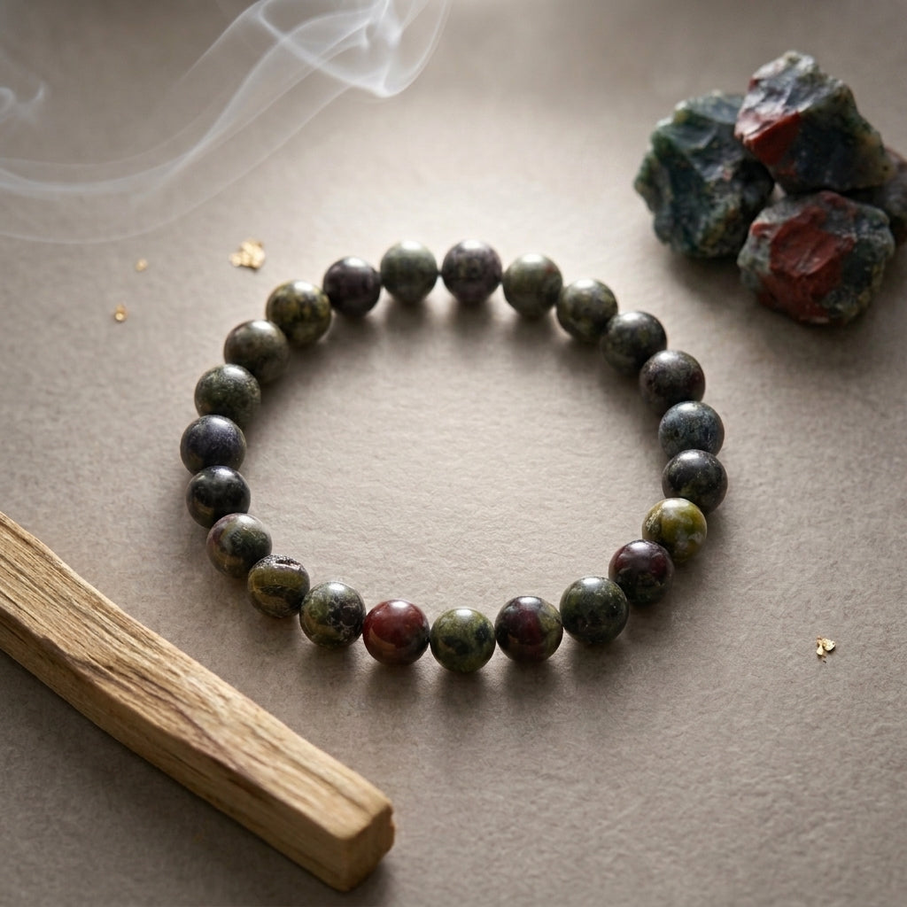 Blood Stone Bracelet: Round Beads  8mm