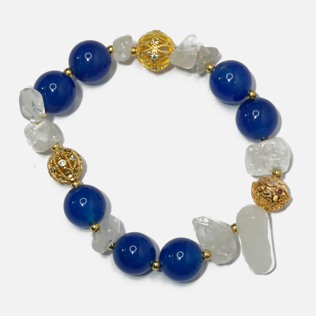 Blue Agate & Clear Quartz Bracelet: Calm & Clarity