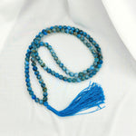 Blue Apatite Japamala: Removes Loneliness - Round Plain Beads 8mm