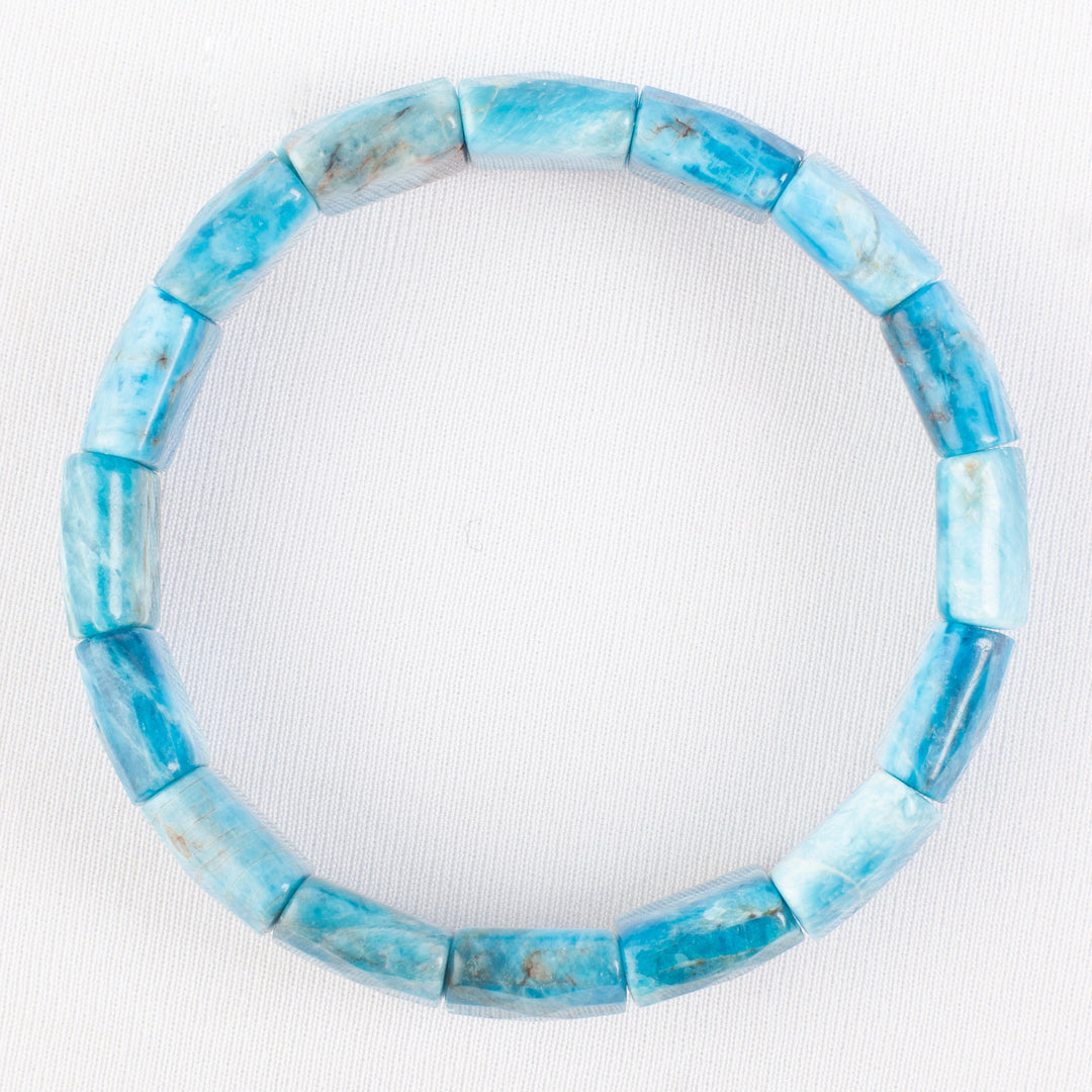 Blue Apatite Bracelet: Removes Loneliness - Square Beads