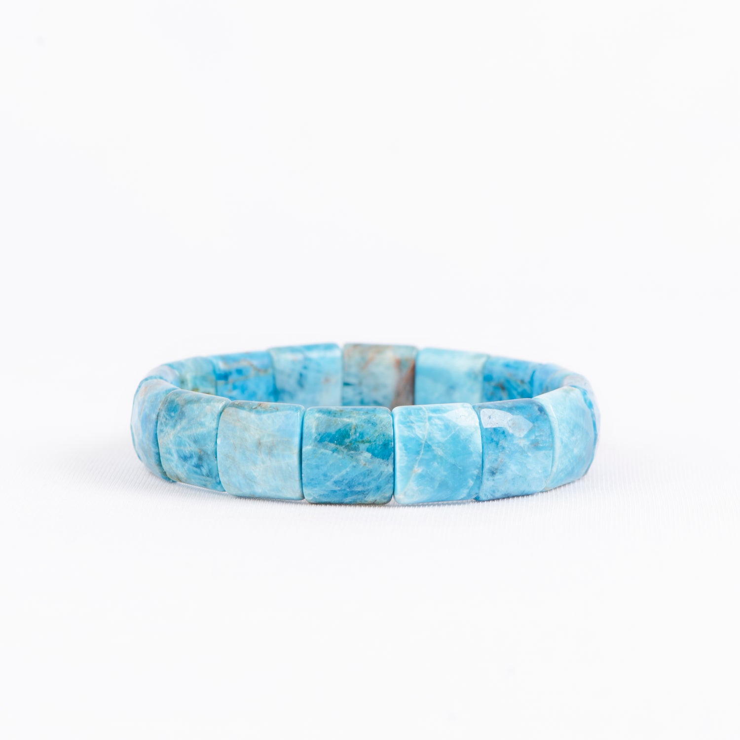 Blue Apatite Square Beads Bracelet