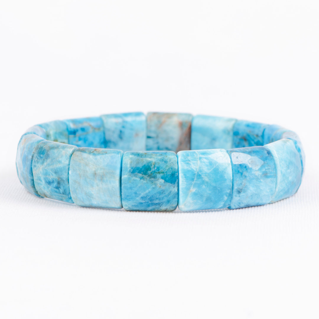 Blue Apatite Bracelet: Removes Loneliness - Square Beads