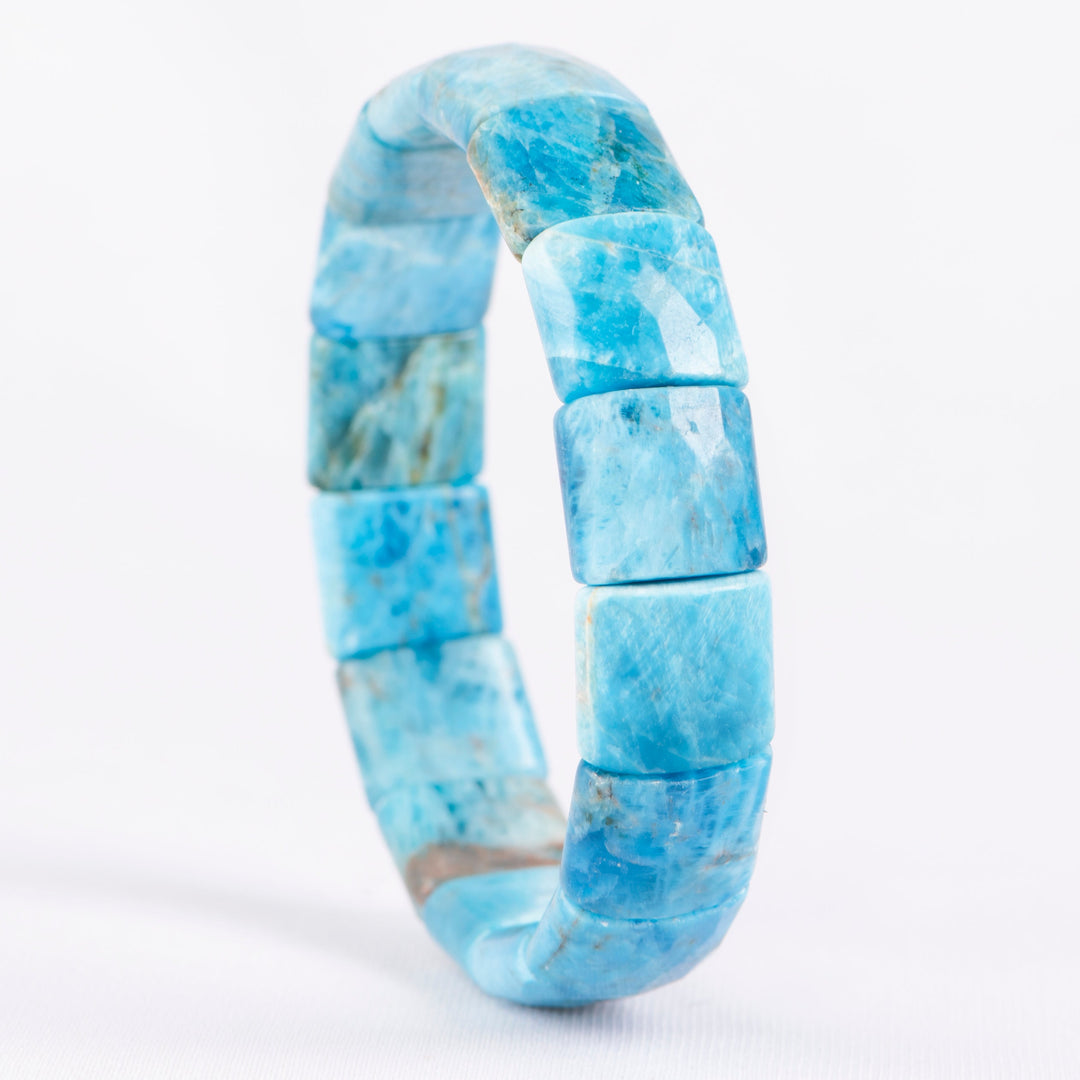 Blue Apatite Bracelet: Removes Loneliness - Square Beads