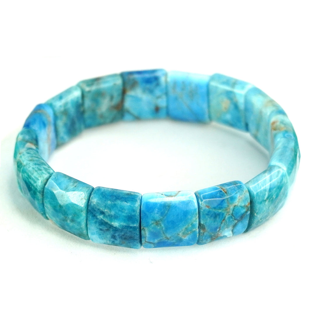 blue apatite square beads bracelet