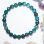 Blue Apatite Bracelet: Removes Loneliness - Round Beads 8mm