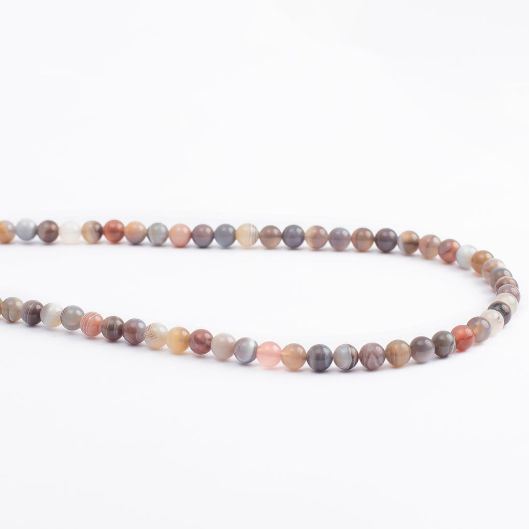 Botswana Agate Japamala: Mindfulness - Round Plain Beads 8mm