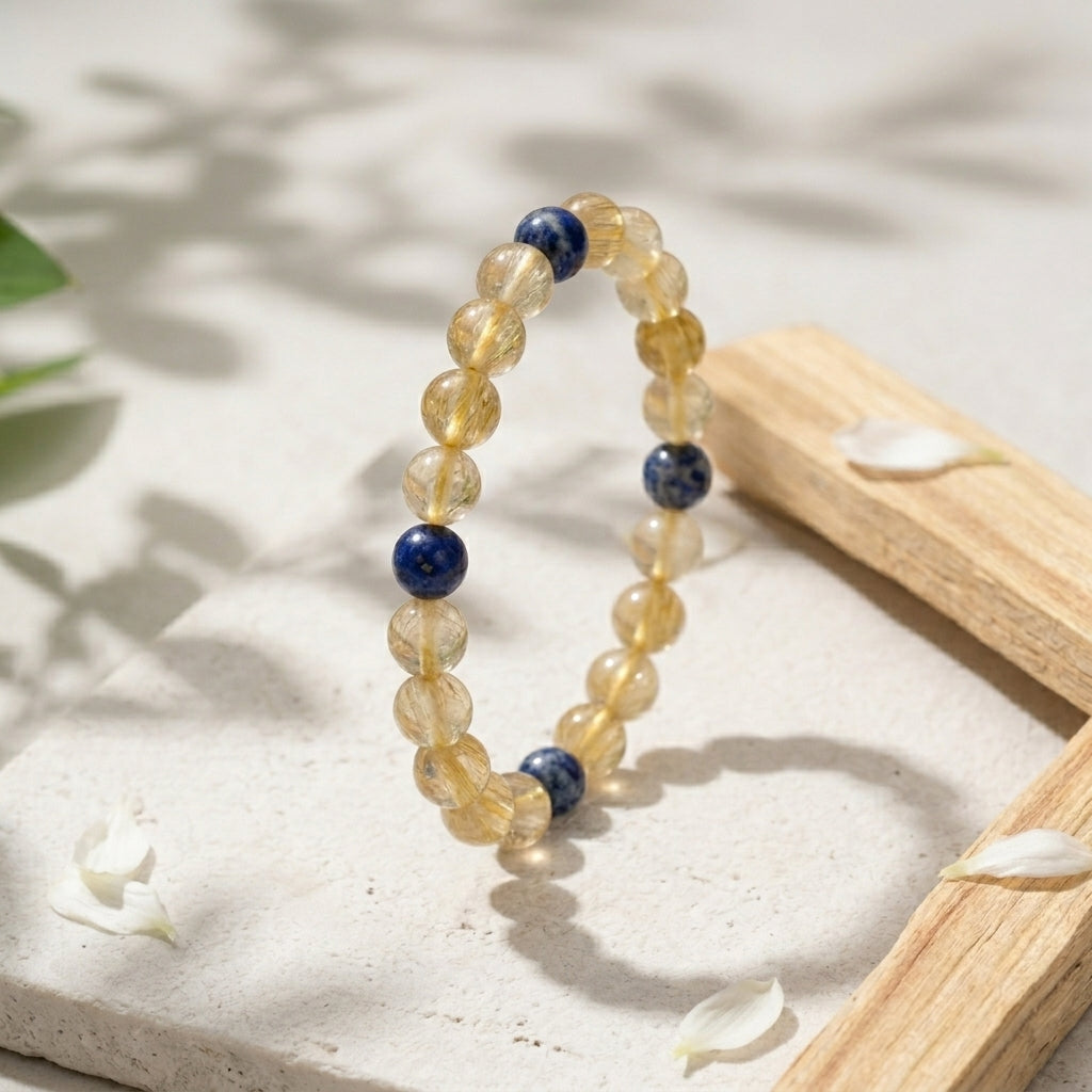 Golden Rutile and Lapis Lazuli
