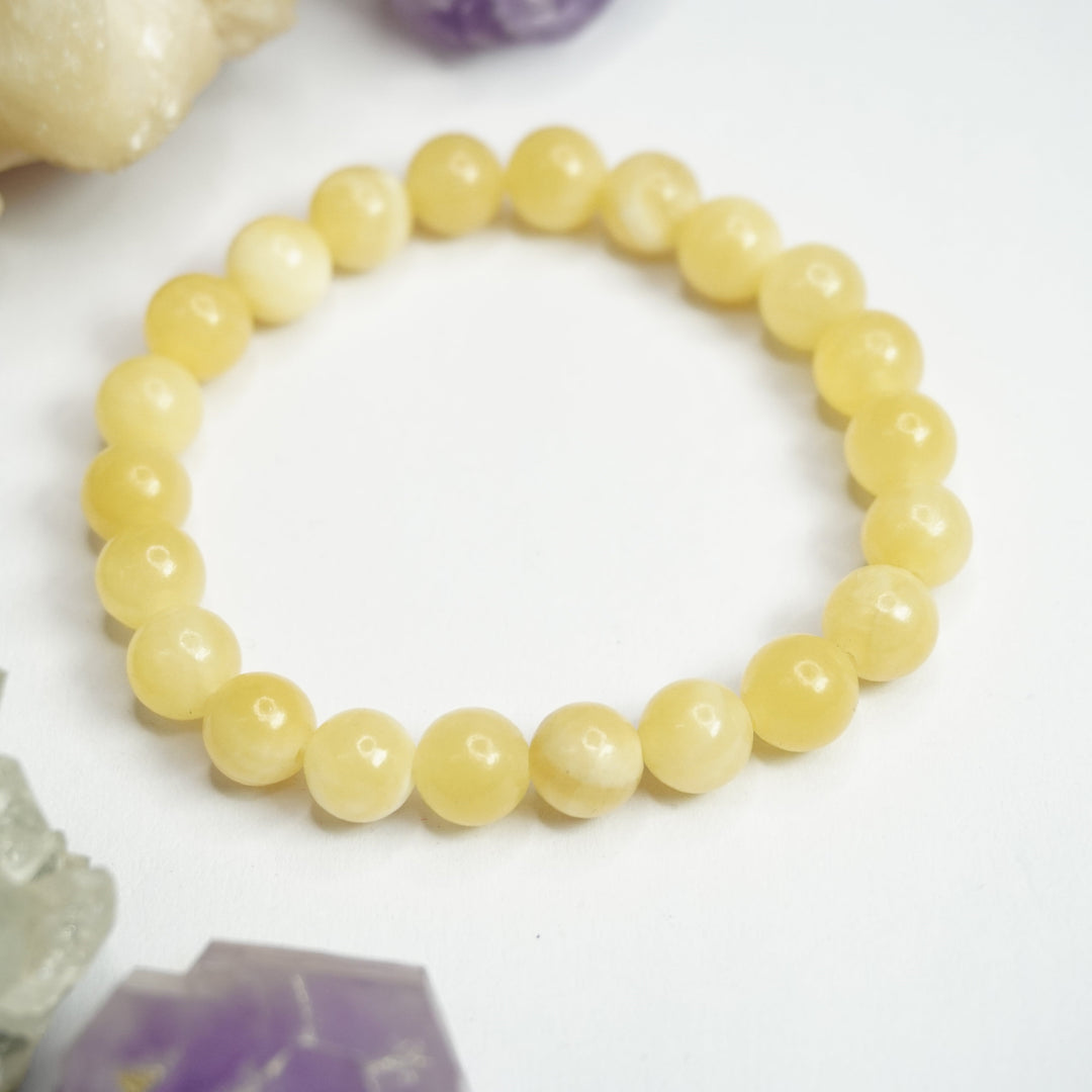 Calcite Bracelet: Energy Amplifier - Round Beads 8mm Love Rocks Bracelet