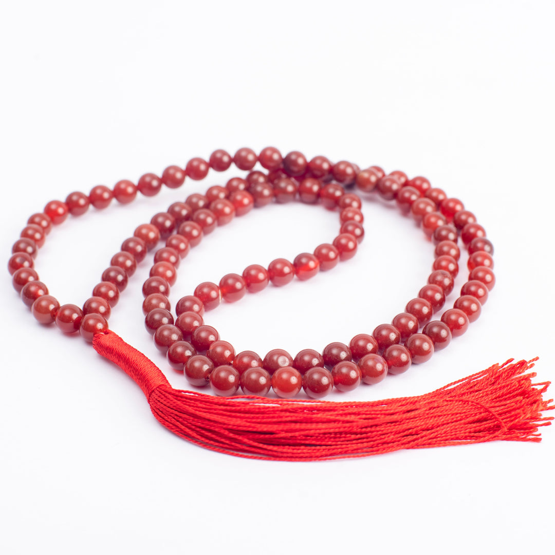 Red Carnelian Japamala: Creativity - Round Plain Beads 8mm