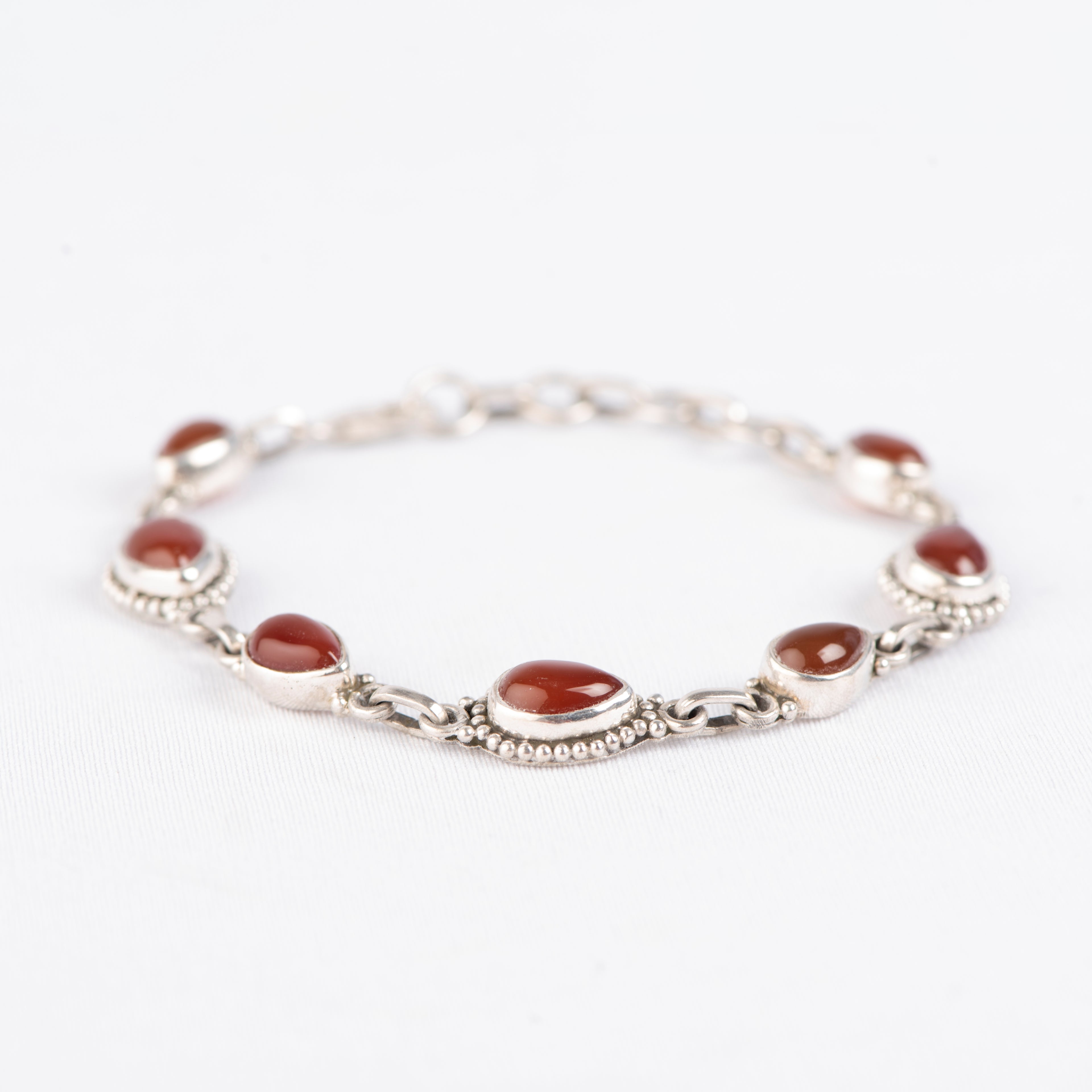 Carnelian Red Silver Bracelet